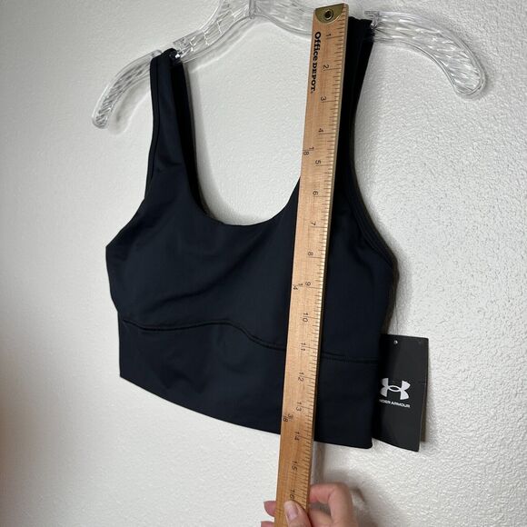 NWT Under Armour Black Meridian 4-Way Stretch Fitted Crop Tank Top Sports Bra S - Picture 13 of 15